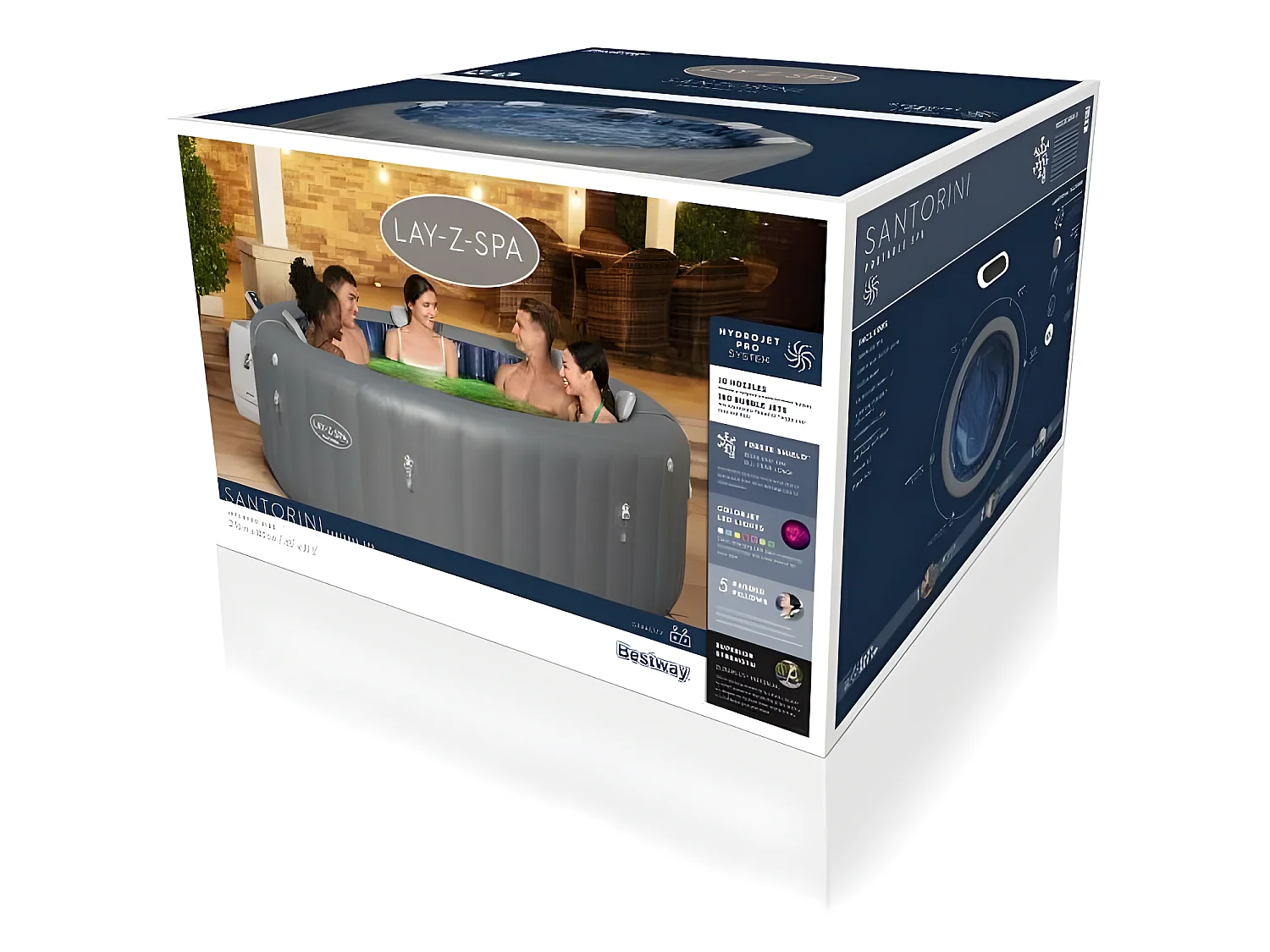 Spa gonflable Lay-Z-Spa Santorini rond HydroJet Pro 5/7 places - Bestway