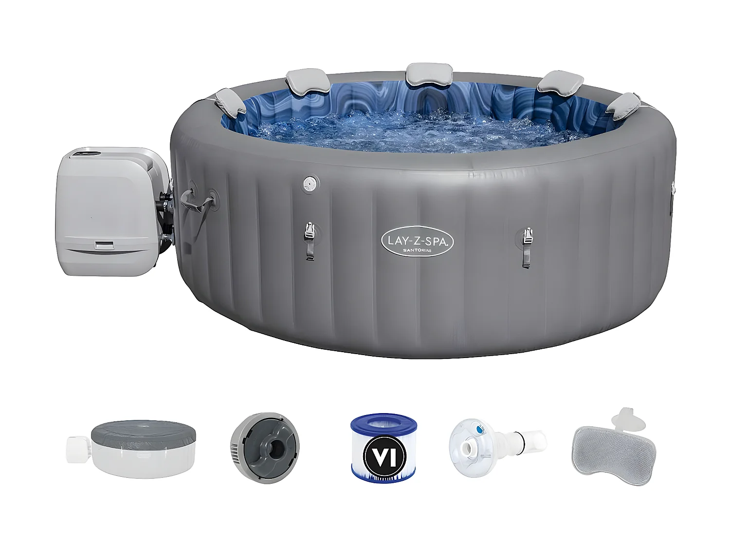 Spa gonflable Lay-Z-Spa Santorini rond HydroJet Pro 5/7 places - Bestway