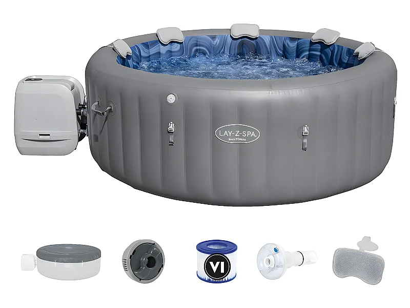 Spa gonflable Lay-Z-Spa Santorini rond HydroJet Pro 5/7 places - Bestway