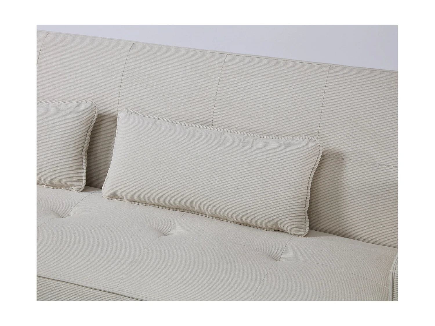 Canapé scandinave convertible 3 places en velours côtelé beige COPENHAGUE