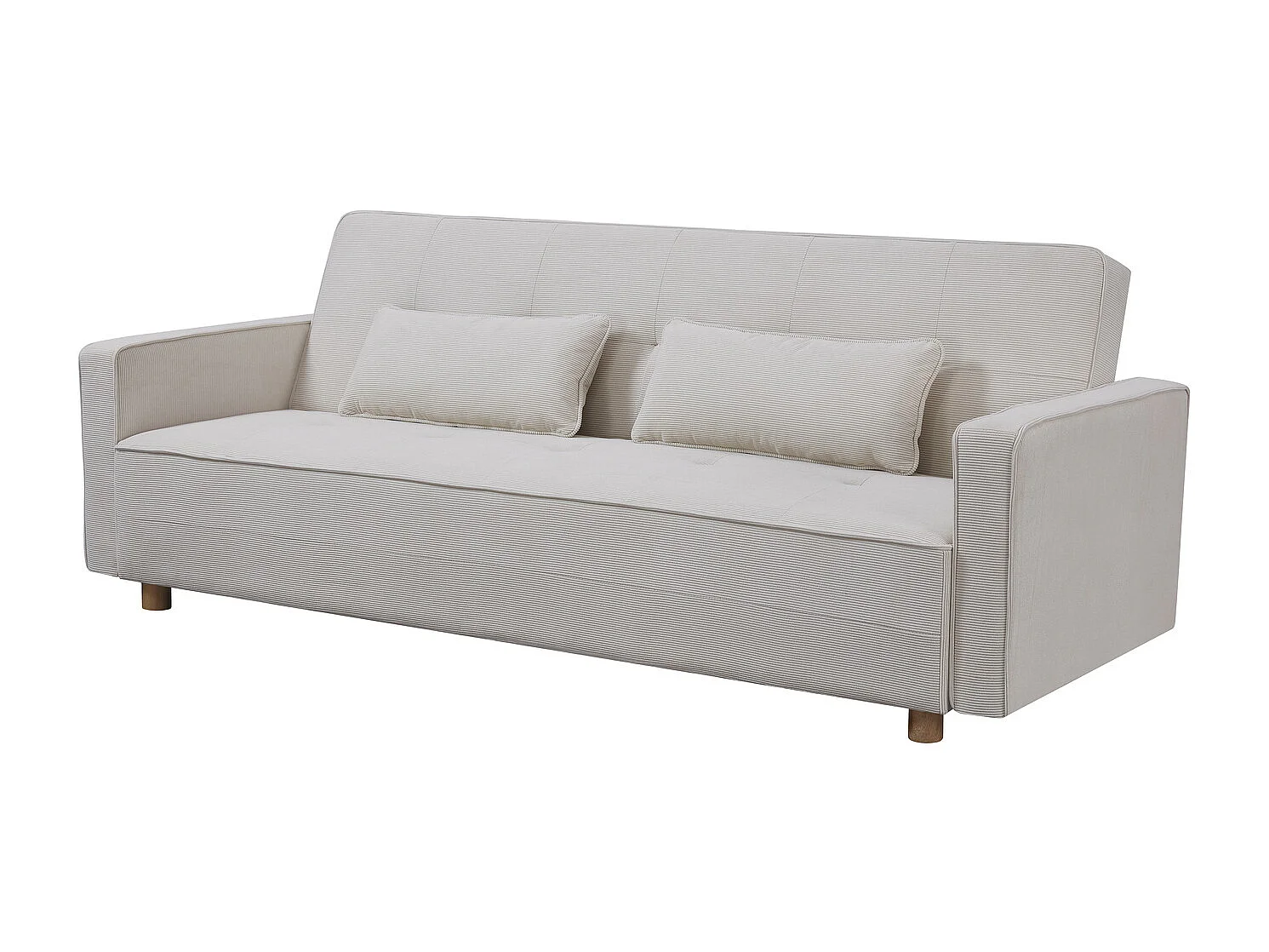 Canapé scandinave convertible 3 places en velours côtelé beige COPENHAGUE