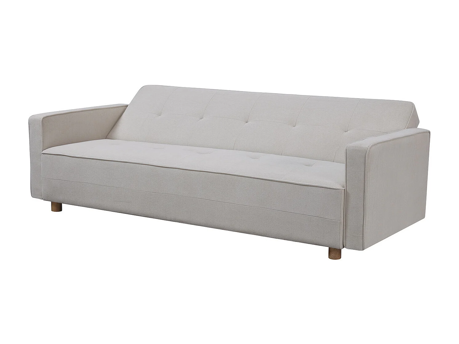 Canapé scandinave convertible 3 places en velours côtelé beige COPENHAGUE