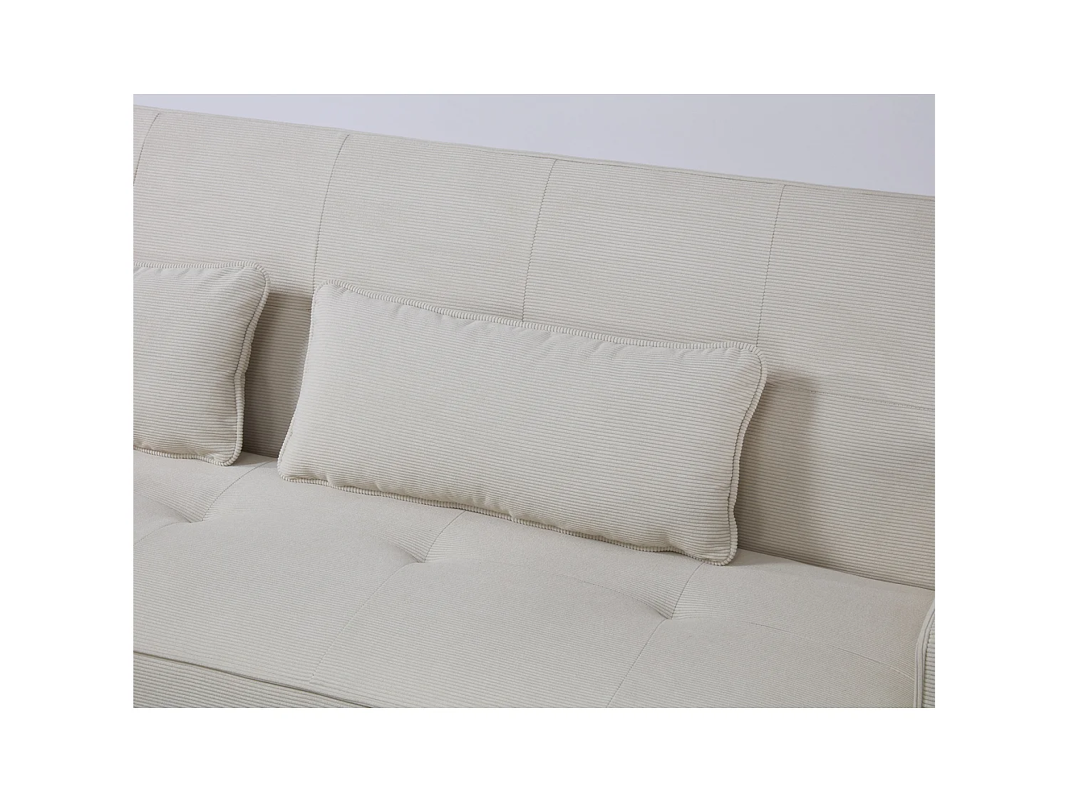 Canapé scandinave convertible 3 places en velours côtelé beige COPENHAGUE