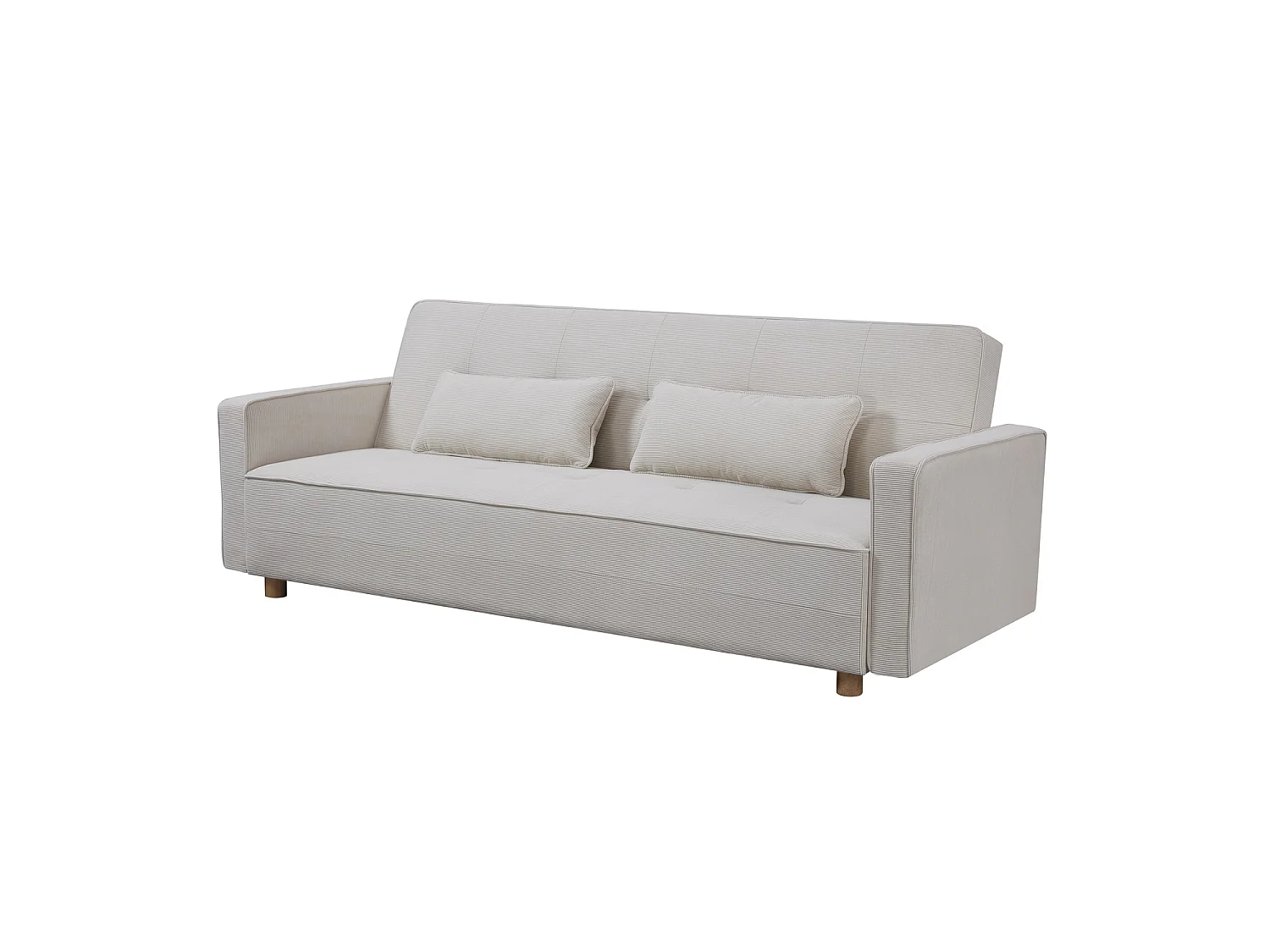 Canapé scandinave convertible 3 places en velours côtelé beige COPENHAGUE