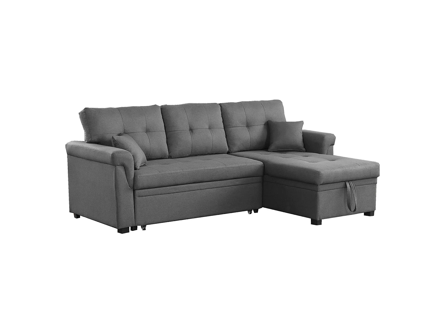 Canapé d'angle droit convertible 4 places en tissu gris clair TORONTO