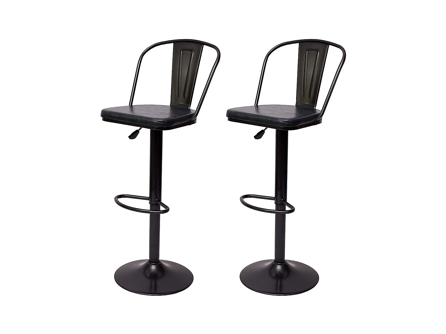2x tabourets de bar métal grise 43 x 42 x 112 cm TDB04054