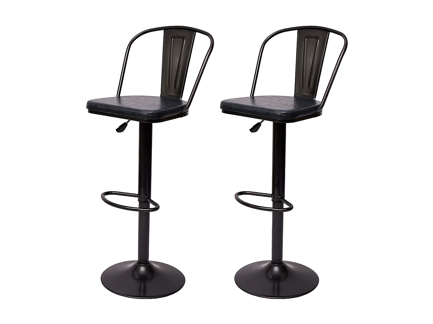 2x tabourets de bar métal grise 43 x 42 x 112 cm TDB04054