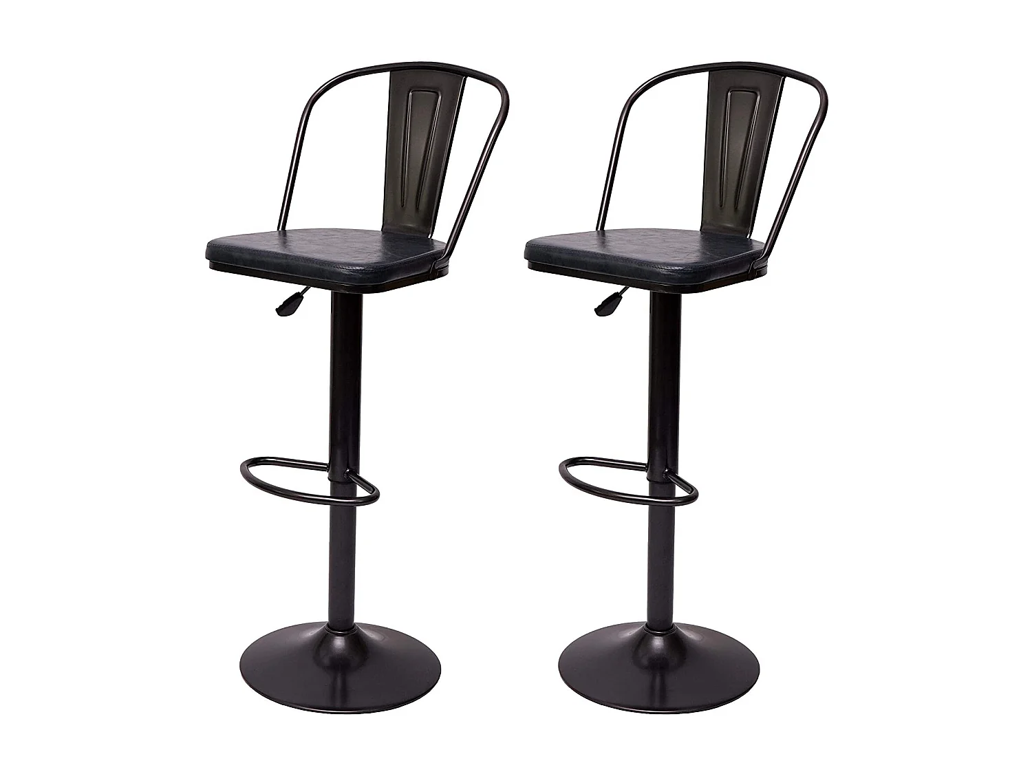 2x tabourets de bar métal grise 43 x 42 x 112 cm TDB04054