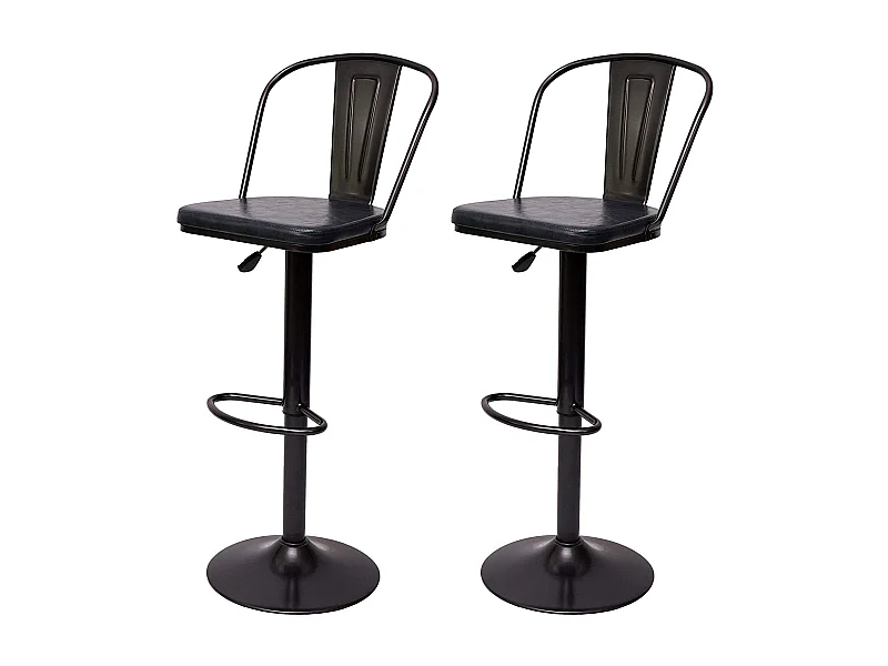 2x tabourets de bar métal grise 43 x 42 x 112 cm TDB04054