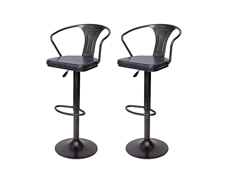2x tabourets de bar métal grise 51 x 45 x 108 cm TDB04056