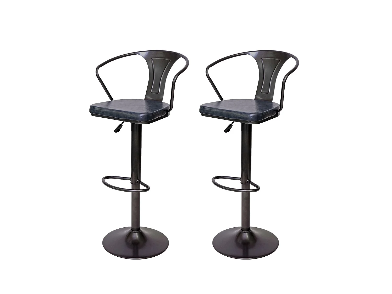2x tabourets de bar métal grise 51 x 45 x 108 cm TDB04056
