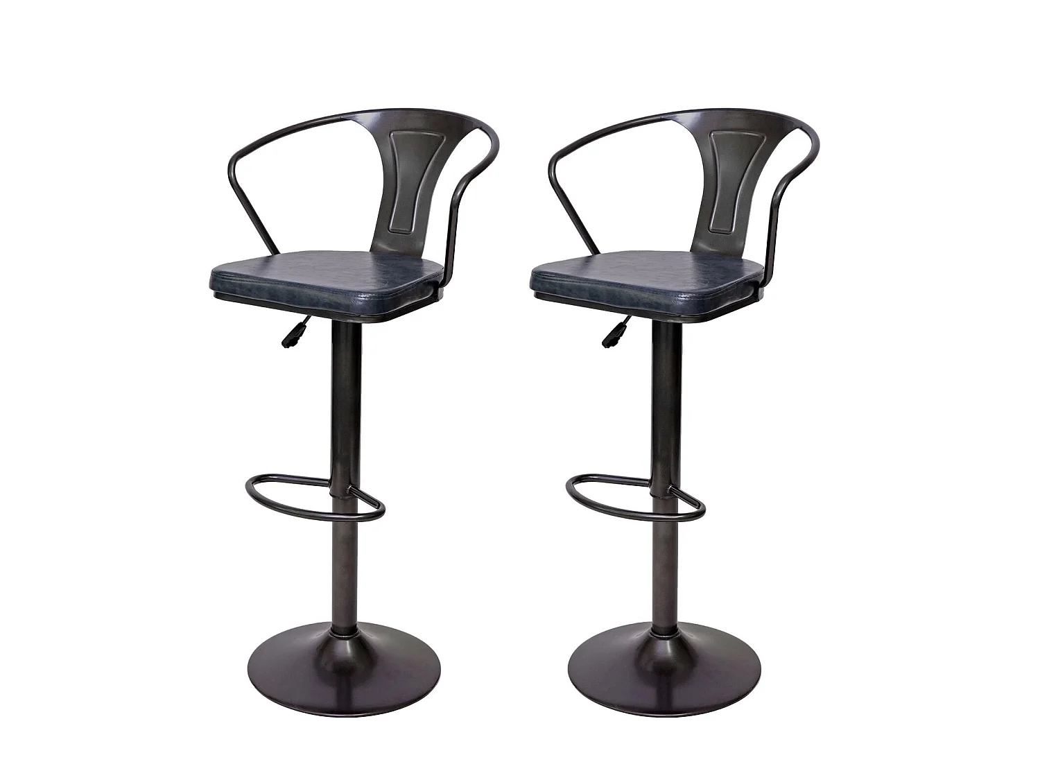 2x tabourets de bar métal grise 51 x 45 x 108 cm TDB04056