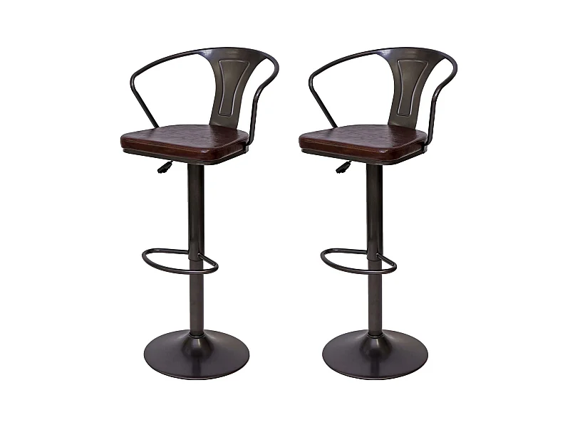 2x tabourets de bar métal marron 51 x 45 x 108 cm TDB04055