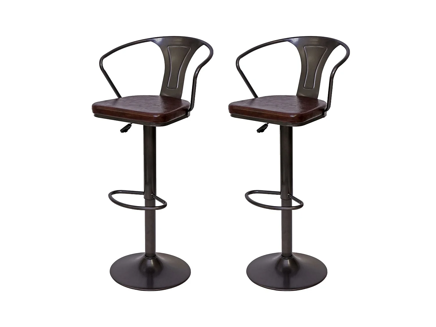 2x tabourets de bar métal marron 51 x 45 x 108 cm TDB04055