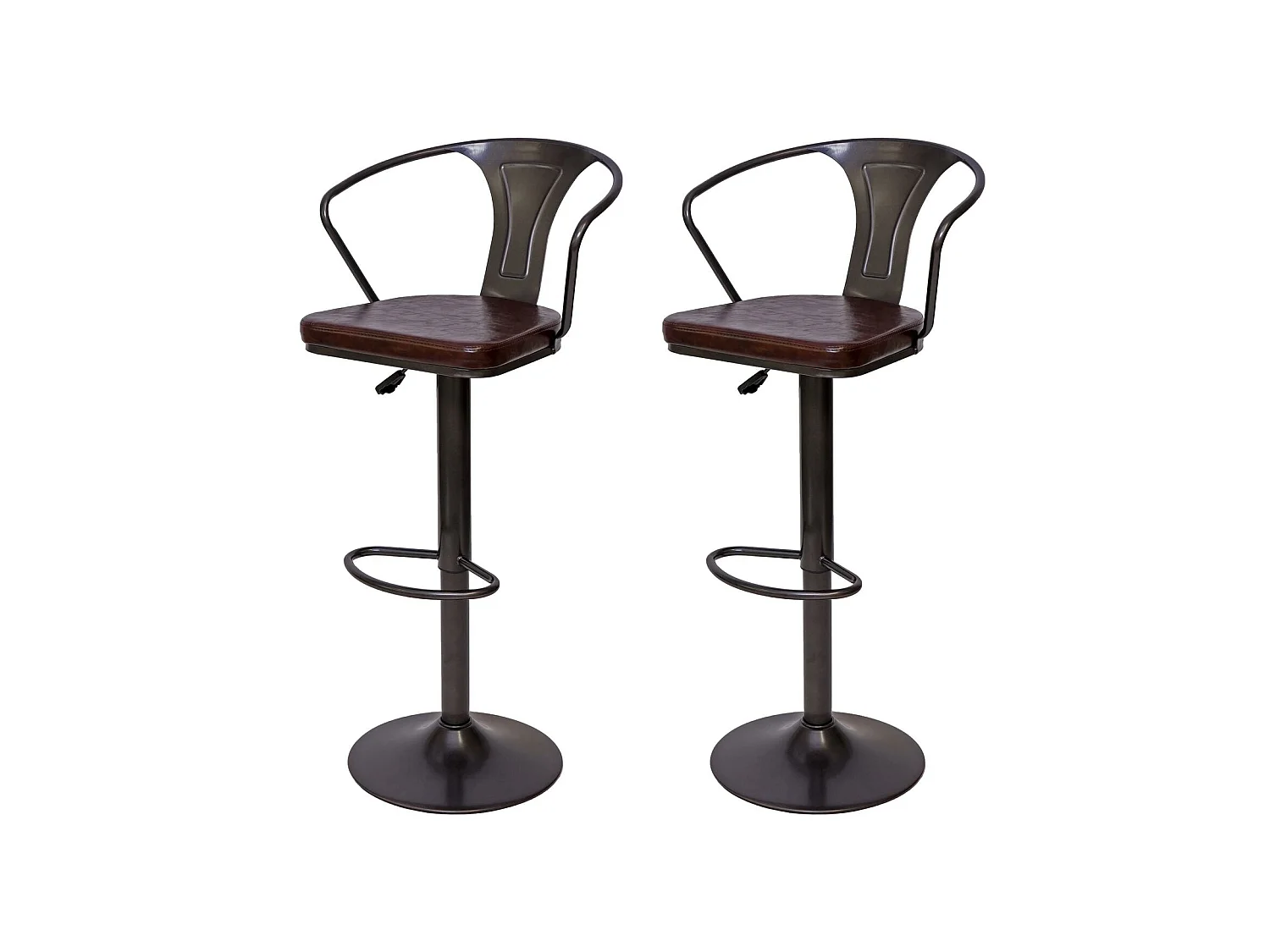 2x tabourets de bar métal marron 51 x 45 x 108 cm TDB04055