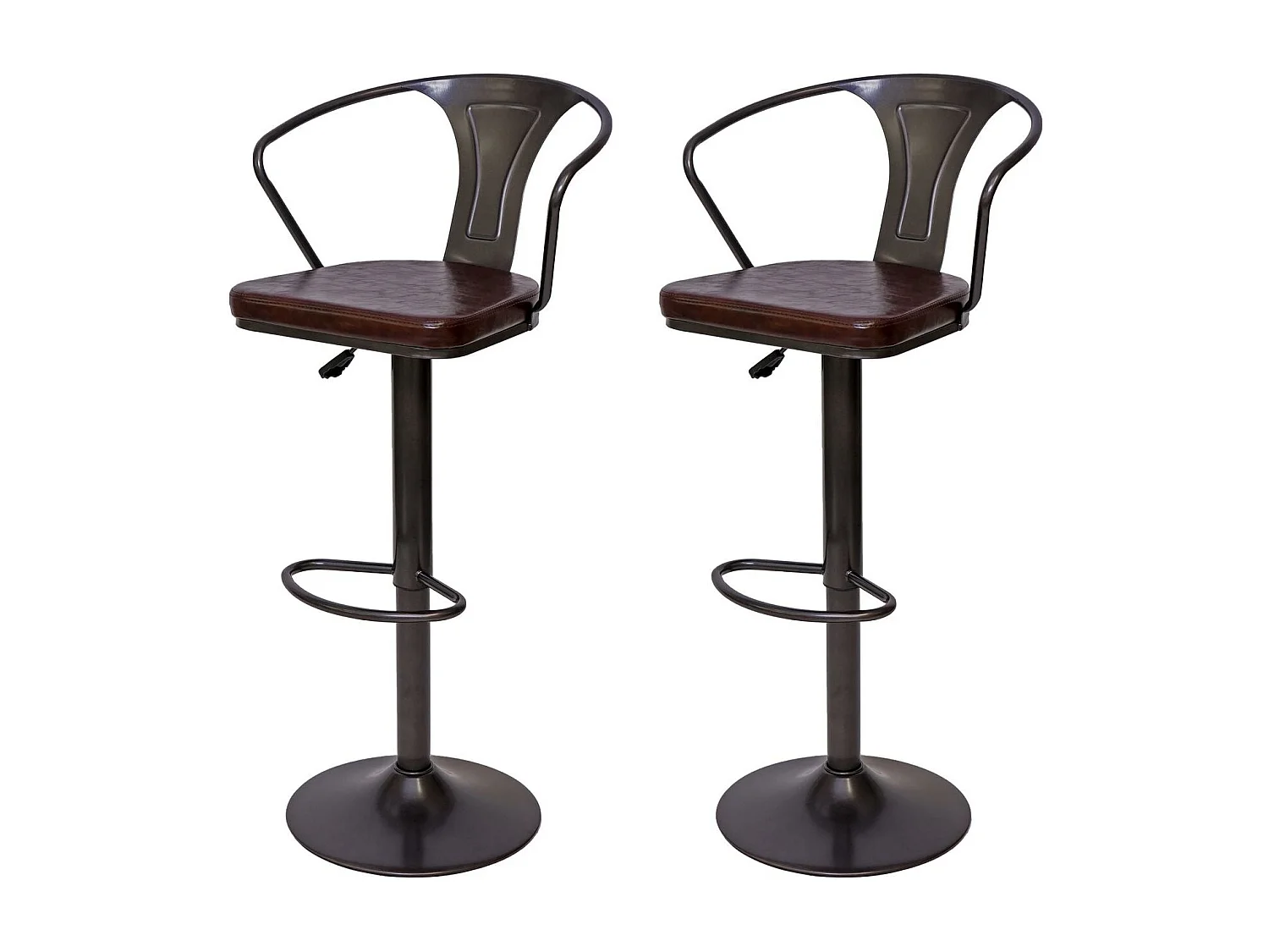 2x tabourets de bar métal marron 51 x 45 x 108 cm TDB04055