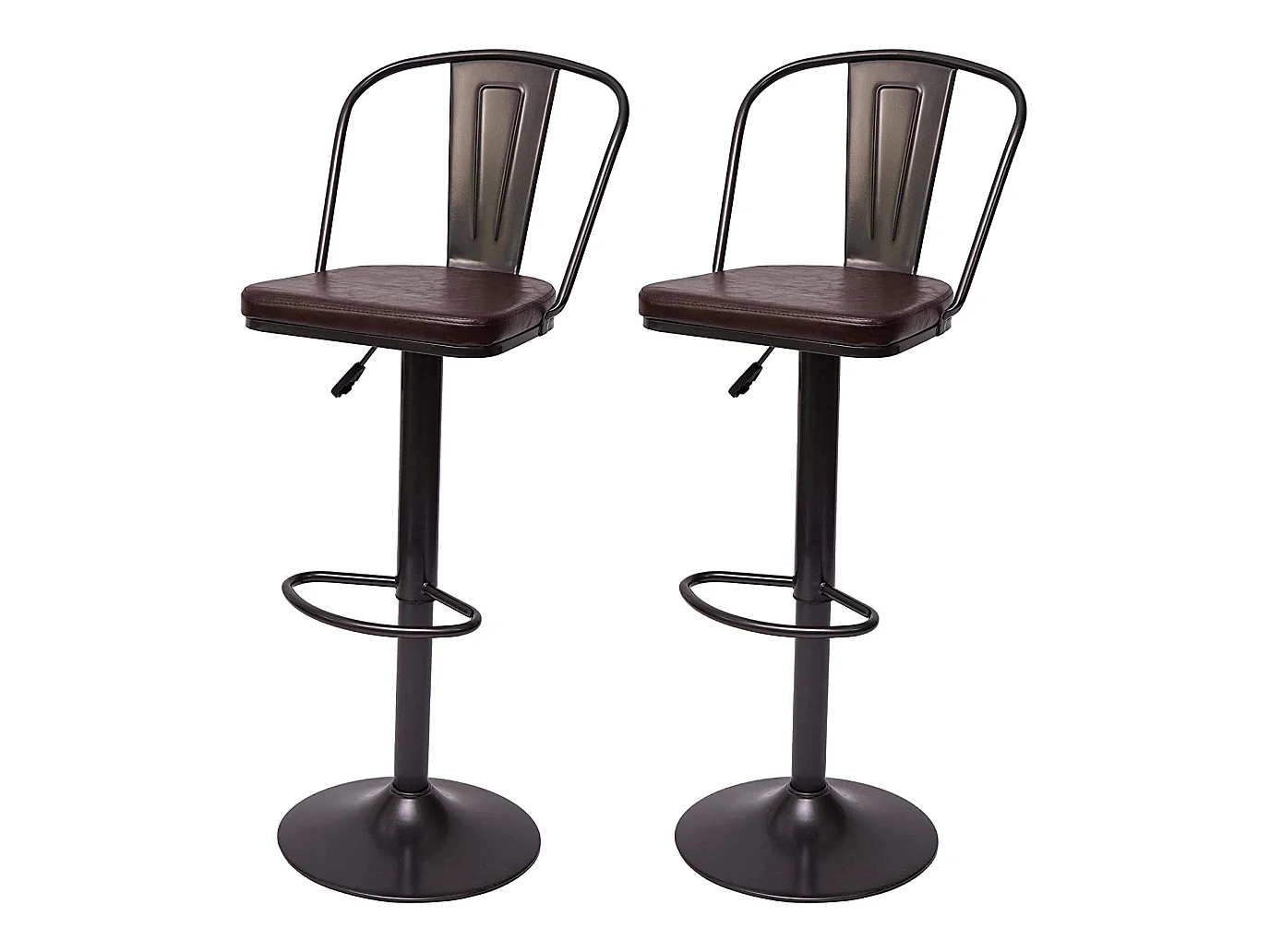 2x tabourets de bar métal marron 43 x 42 x 112 cm TDB04053