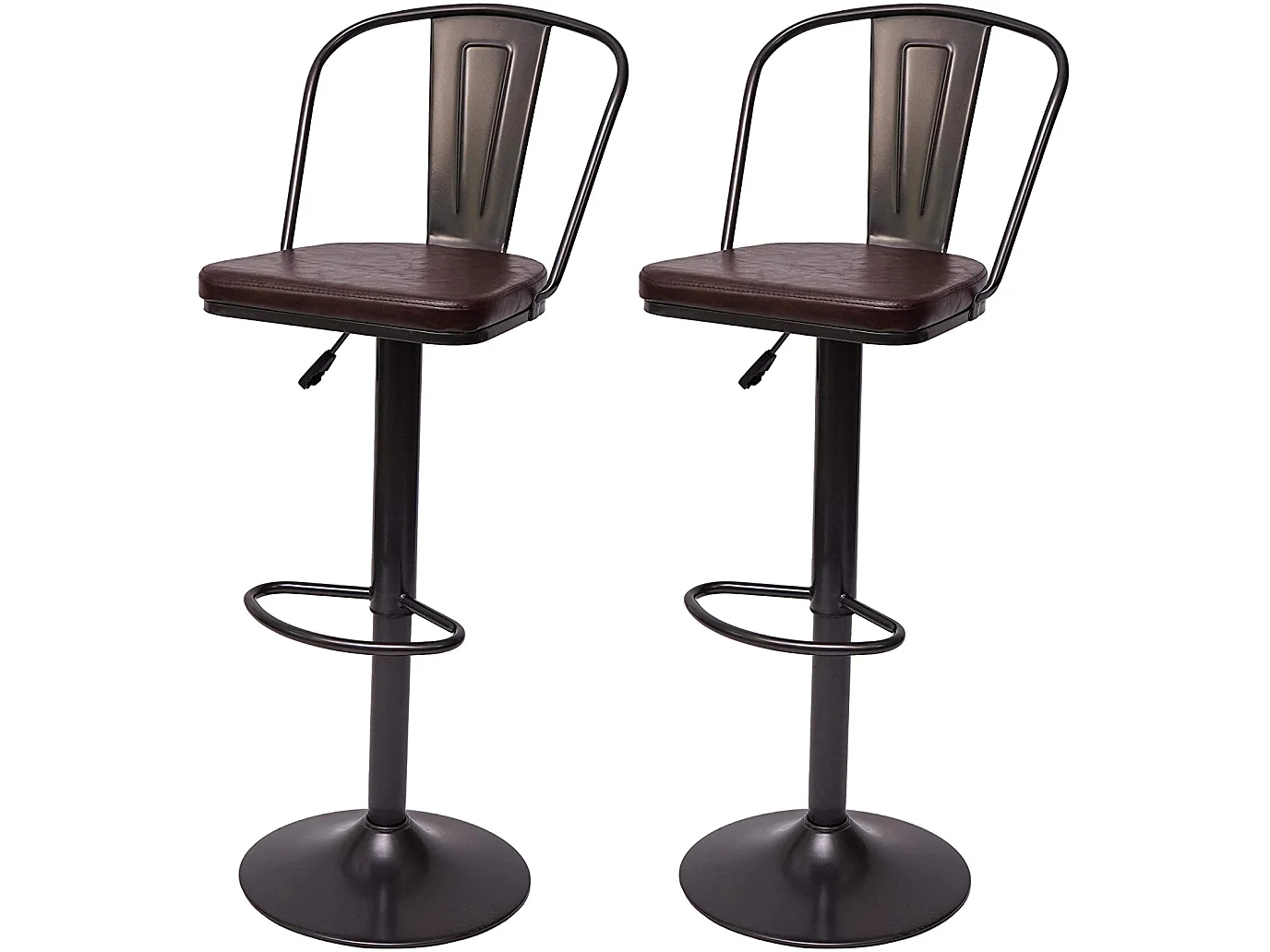 2x tabourets de bar métal marron 43 x 42 x 112 cm TDB04053