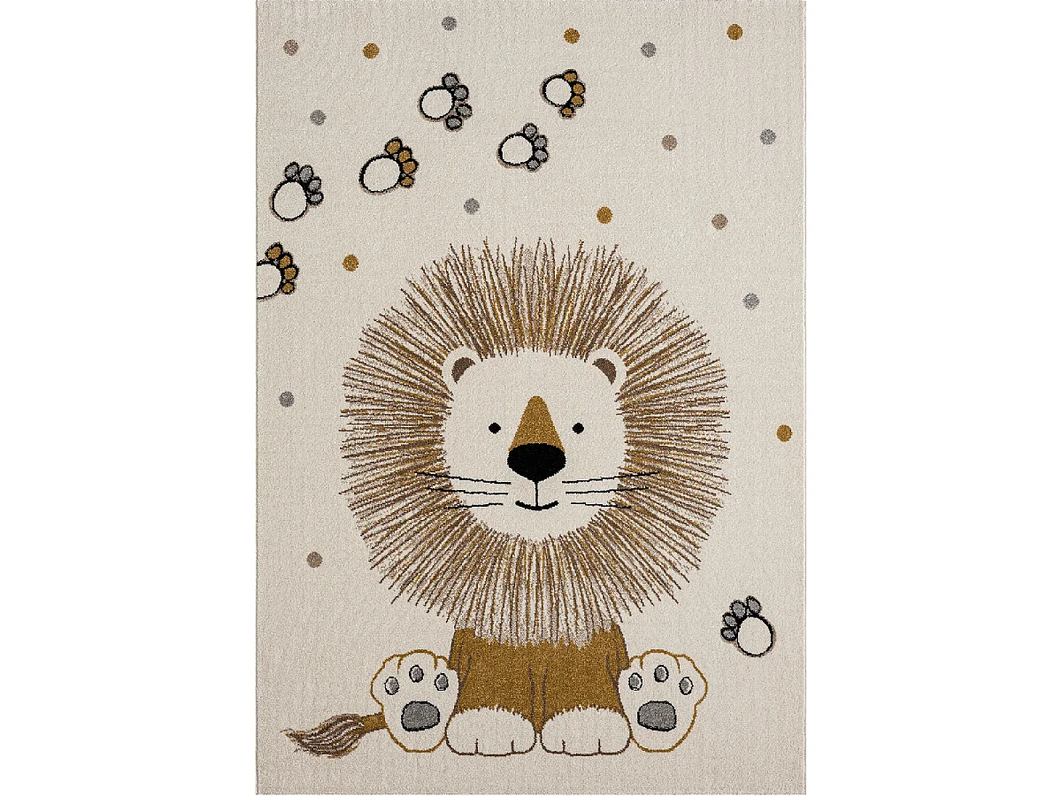 Tapis enfant 80x150 rectangle tissé crème motif animaux SWEETLION