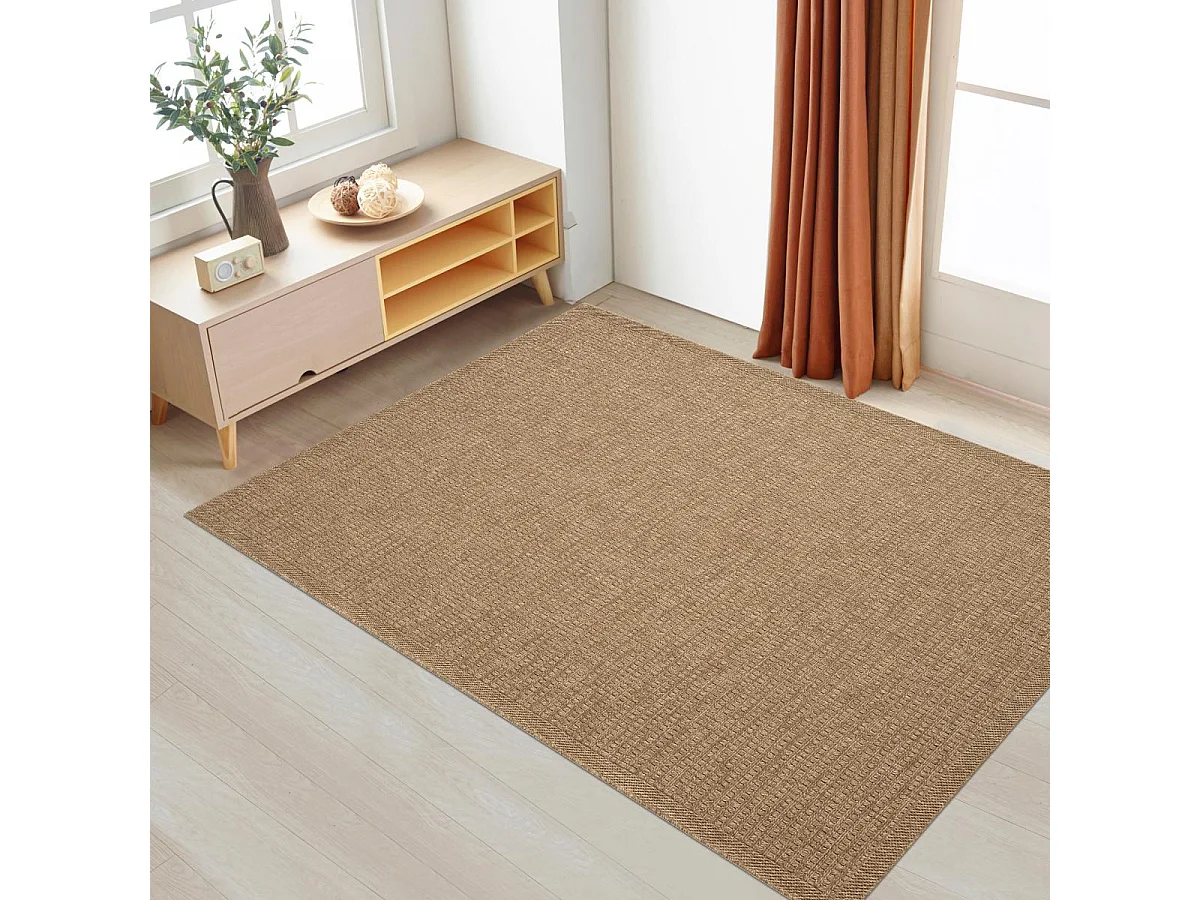 Tapis extérieur 80x150 tissé kilim marron LYN13 JUTE ART K