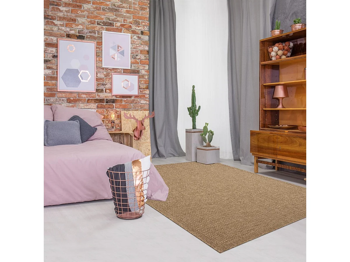 Tapis extérieur 80x150 tissé kilim marron LYN13 JUTE ART K