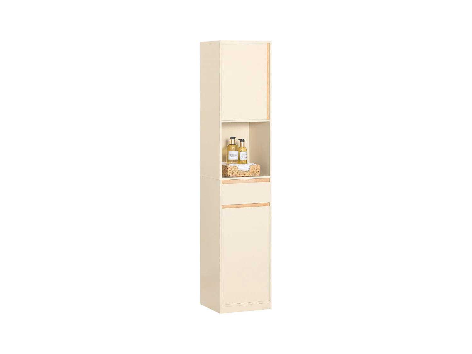 Mobile bagno salvaspazio Mobile alto con 2 ante Mobile a colonna bagno angolare Beige 35x33x170cm BZR80-MI
