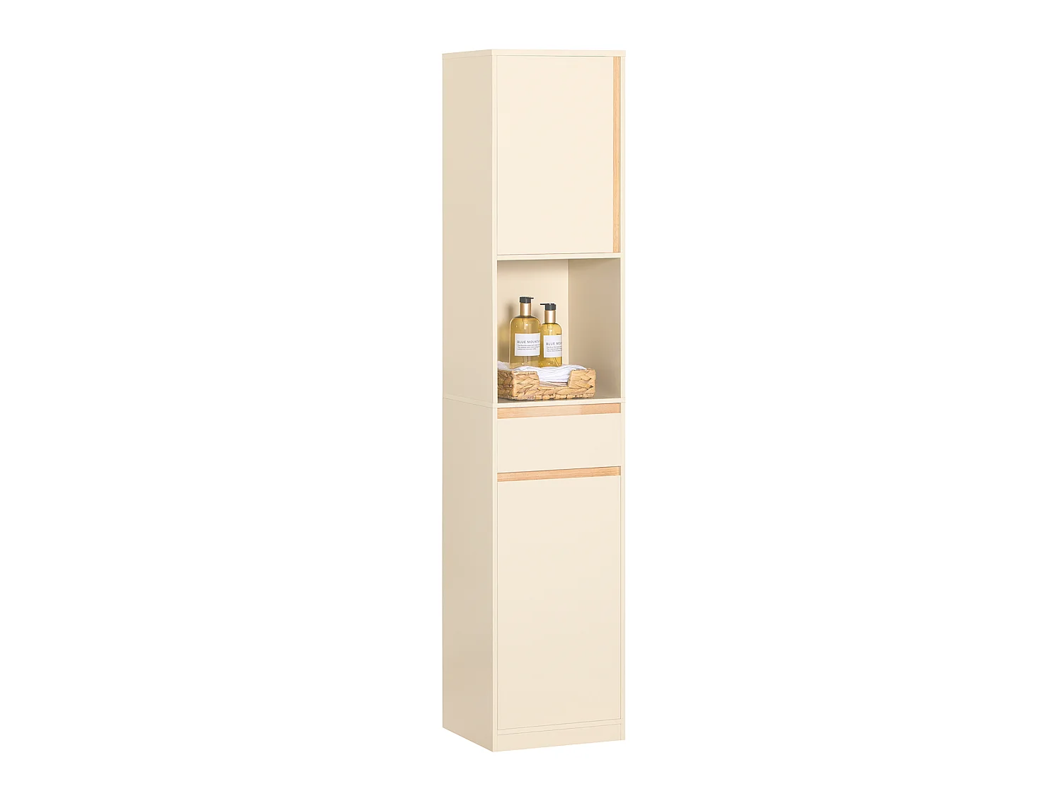 Mobile bagno salvaspazio Mobile alto con 2 ante Mobile a colonna bagno angolare Beige 35x33x170cm BZR80-MI