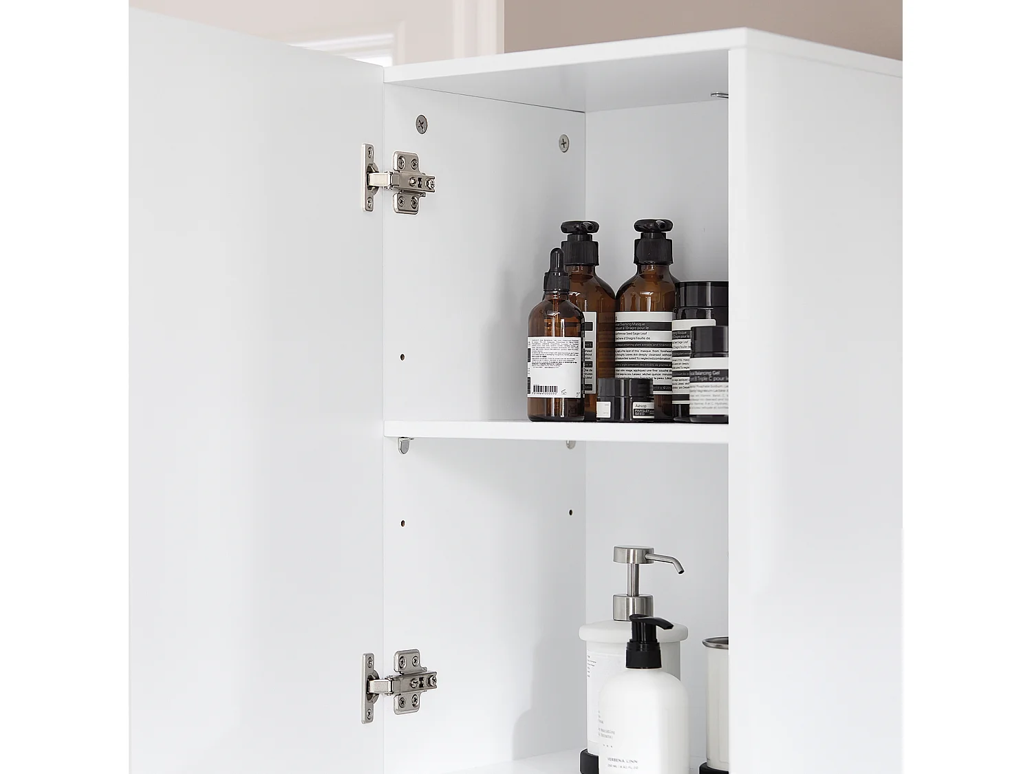 Meuble Colonne De Salle De Bain Avec 6 Compartiments De Rangement, BZr91-w