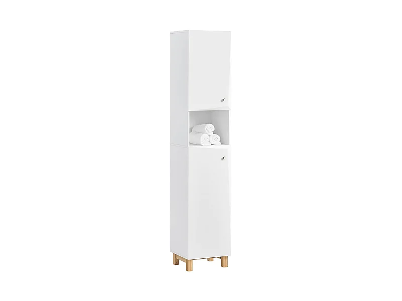 Meuble Colonne De Salle De Bain Avec 6 Compartiments De Rangement, BZr91-w