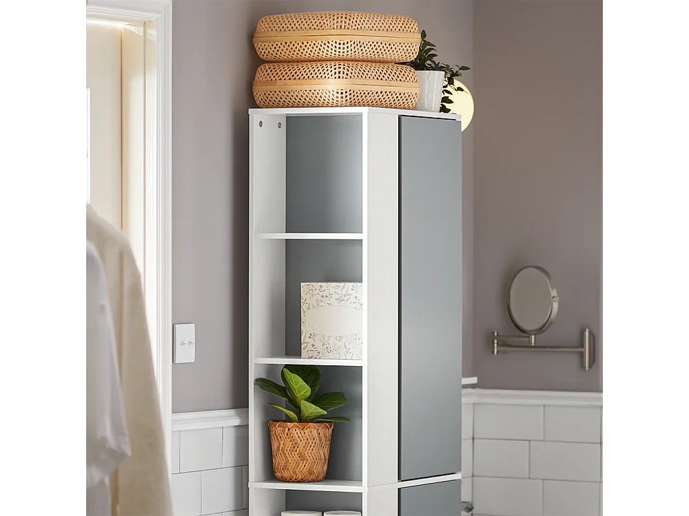 Meuble Colonne De Salle De Bain Placard Armoire Toilette Haute Etagères De Rangement, BZr76-hg