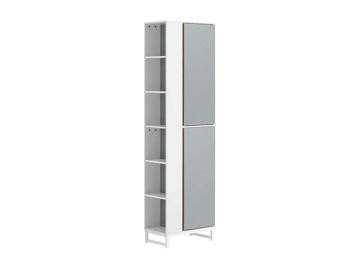 Armario Alto para baño con 6 Compartimientos Abiertos Mueble Columna de Baño con 2 Puertas 50 x 30 x 181 cm Gris BZR76-HG SoBuy ES
