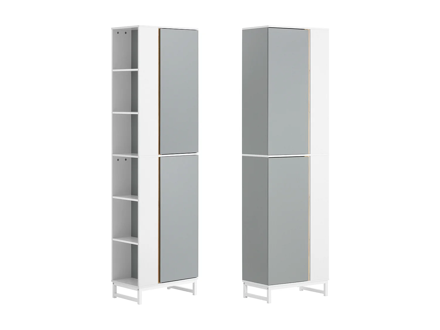 Armario Alto para baño con 6 Compartimientos Abiertos Mueble Columna de Baño con 2 Puertas 50 x 30 x 181 cm Gris BZR76-HG SoBuy ES