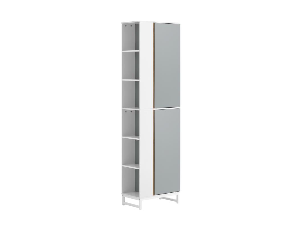 SoBuy BZR76-HG Badkamer Kolomkast - Badkamerkast - Hoge Kast - Staande Kolomkast - Opbergkast Opbergplank met 2 Deuren en 6 Open Vakken