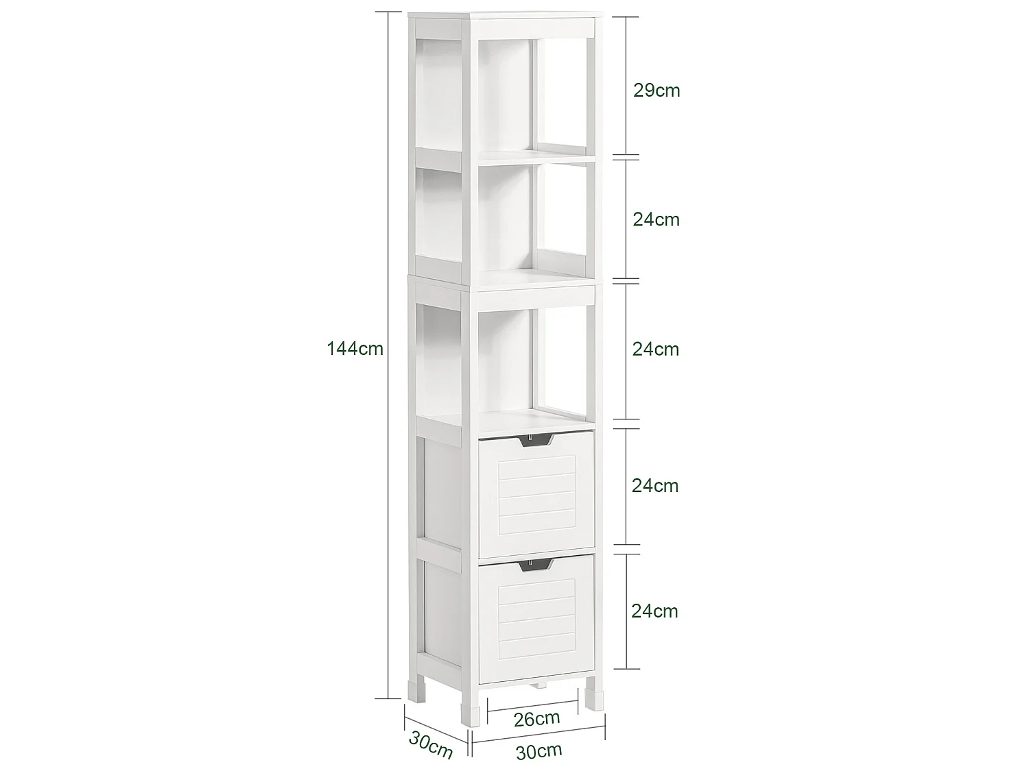 Hochschrank FRG126-W 30 x 145 x 30 cm Weiß