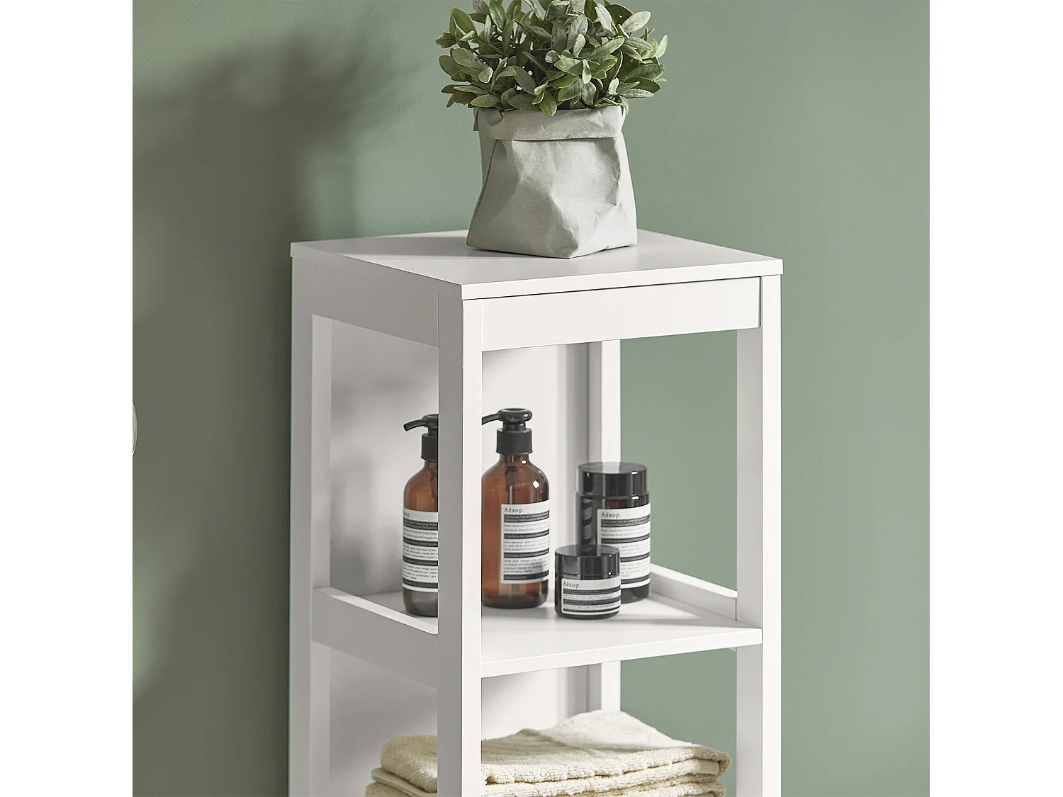 Mueble Columna de baño Armario para baño-3 estantes y 2 cajones FRG126-W SoBuy ES