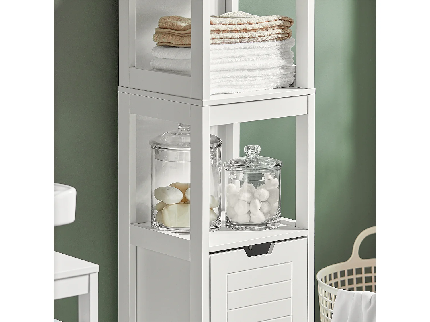 Mueble Columna de baño Armario para baño-3 estantes y 2 cajones FRG126-W SoBuy ES