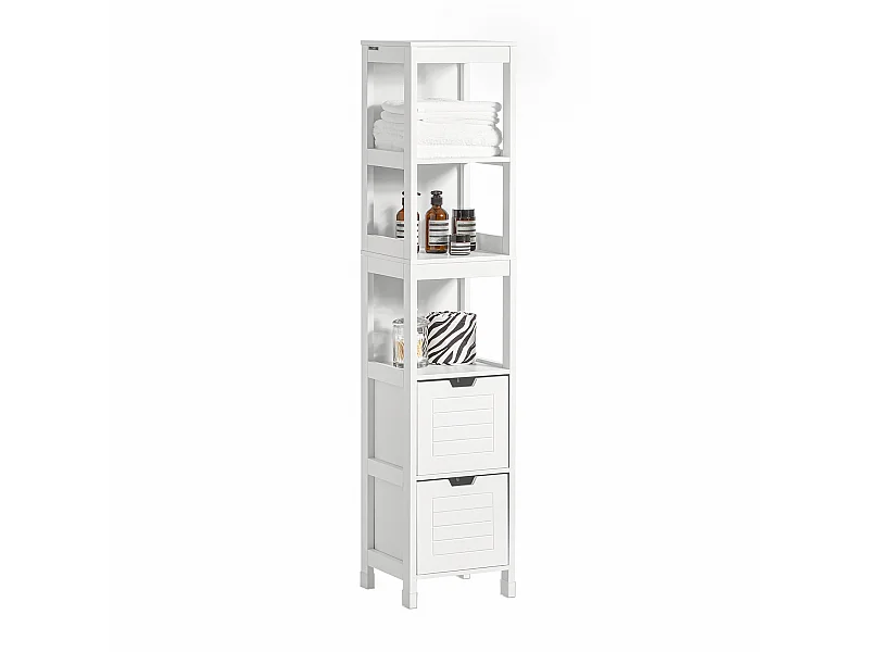 Mueble Columna de baño Armario para baño-3 estantes y 2 cajones FRG126-W SoBuy ES