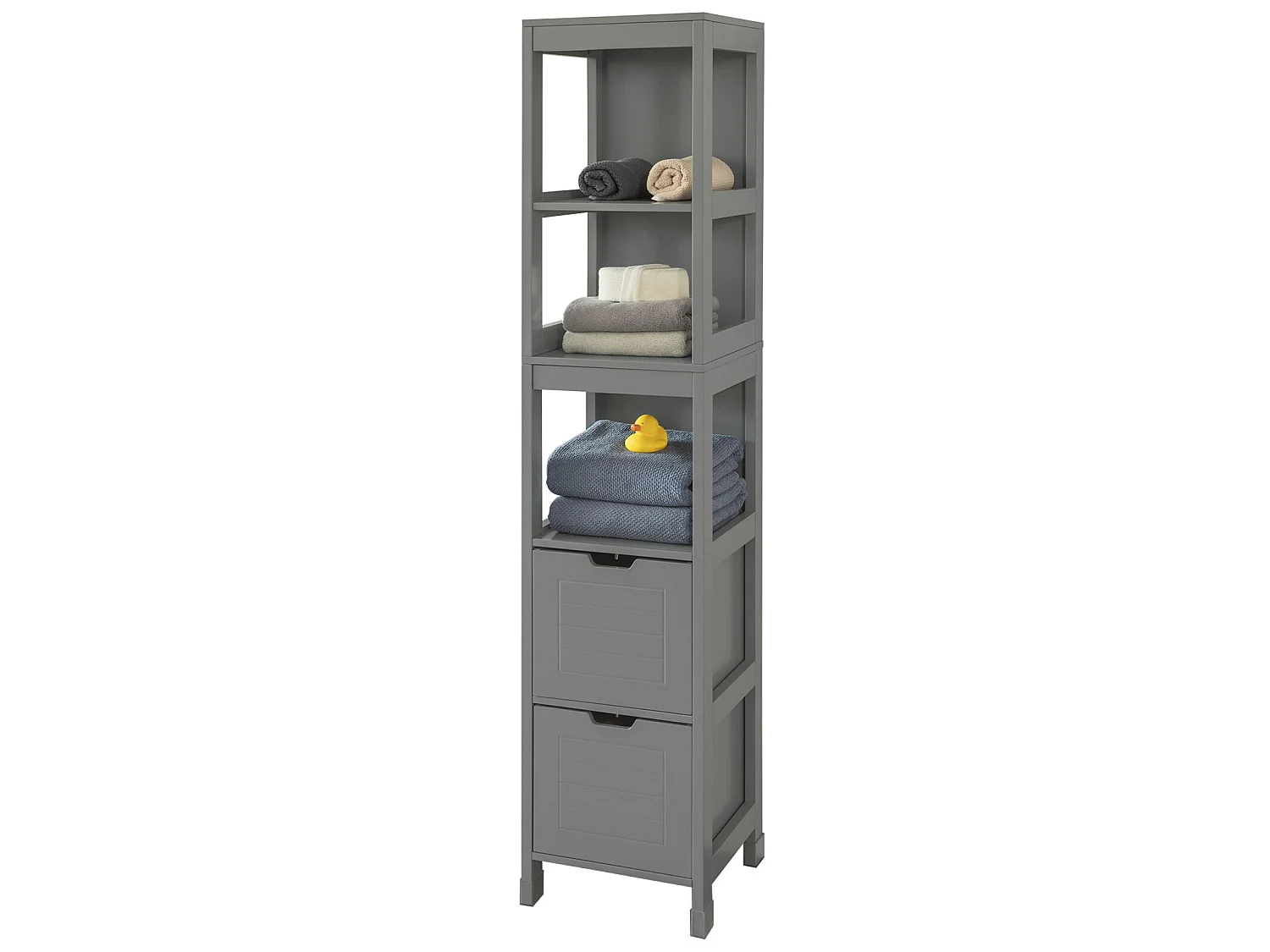 SoBuy Mobiletto Bagno Colonna Bagno Cassettiera Bagno salvaspazio L30*P30*A145 cm Grigio Scuro FRG126-SG