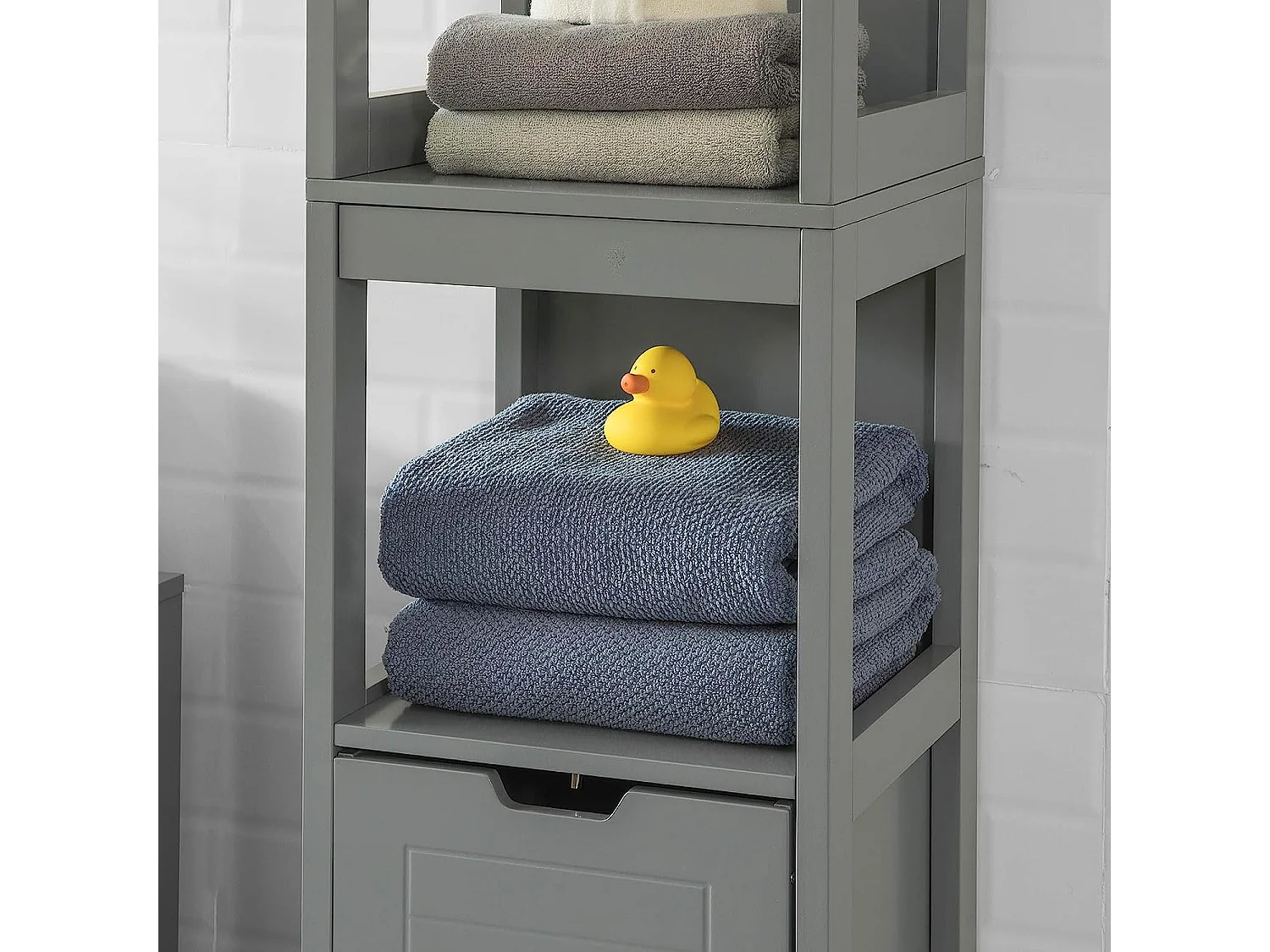 SoBuy Mobiletto Bagno Colonna Bagno Cassettiera Bagno salvaspazio L30*P30*A145 cm Grigio Scuro FRG126-SG