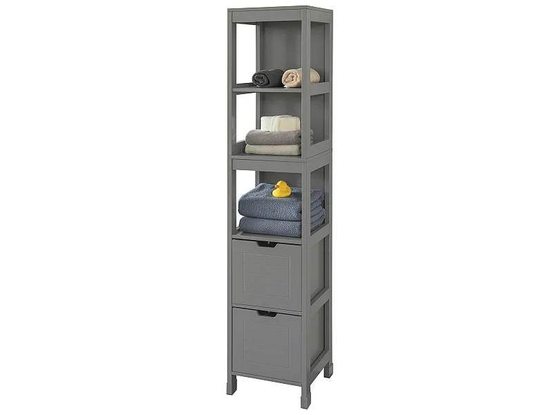 SoBuy Mobiletto Bagno Colonna Bagno Cassettiera Bagno salvaspazio L30*P30*A145 cm Grigio Scuro FRG126-SG