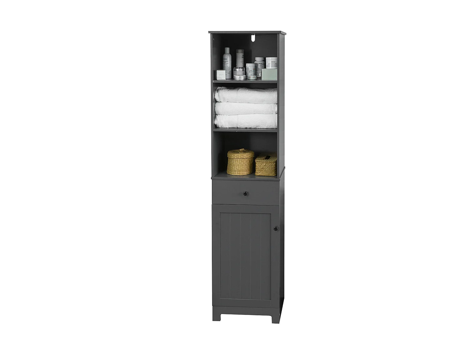 Meuble Colonne De Salle De Bain Armoire Rangement - Gris Foncé, BZr17-dg
