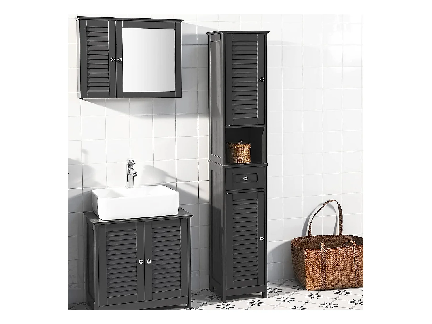 Meuble Rangement Salle De Bain Armoire Haute Meuble Colonne Placard De Rangement, Frg236-dg