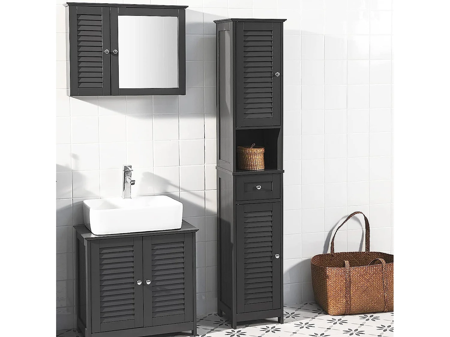 Meuble Rangement Salle De Bain Armoire Haute Meuble Colonne Placard De Rangement, Frg236-dg