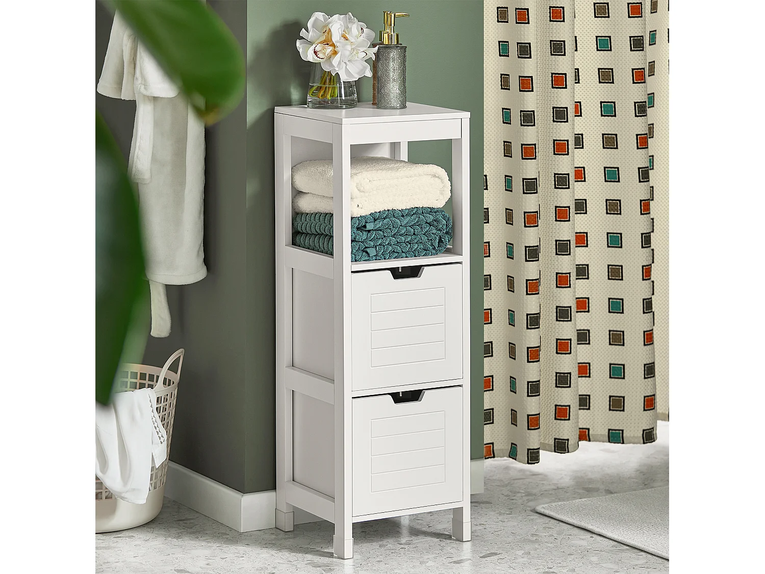 Badezimmerschrank FRG127-W 30 x 90 x 30 cm Weiß