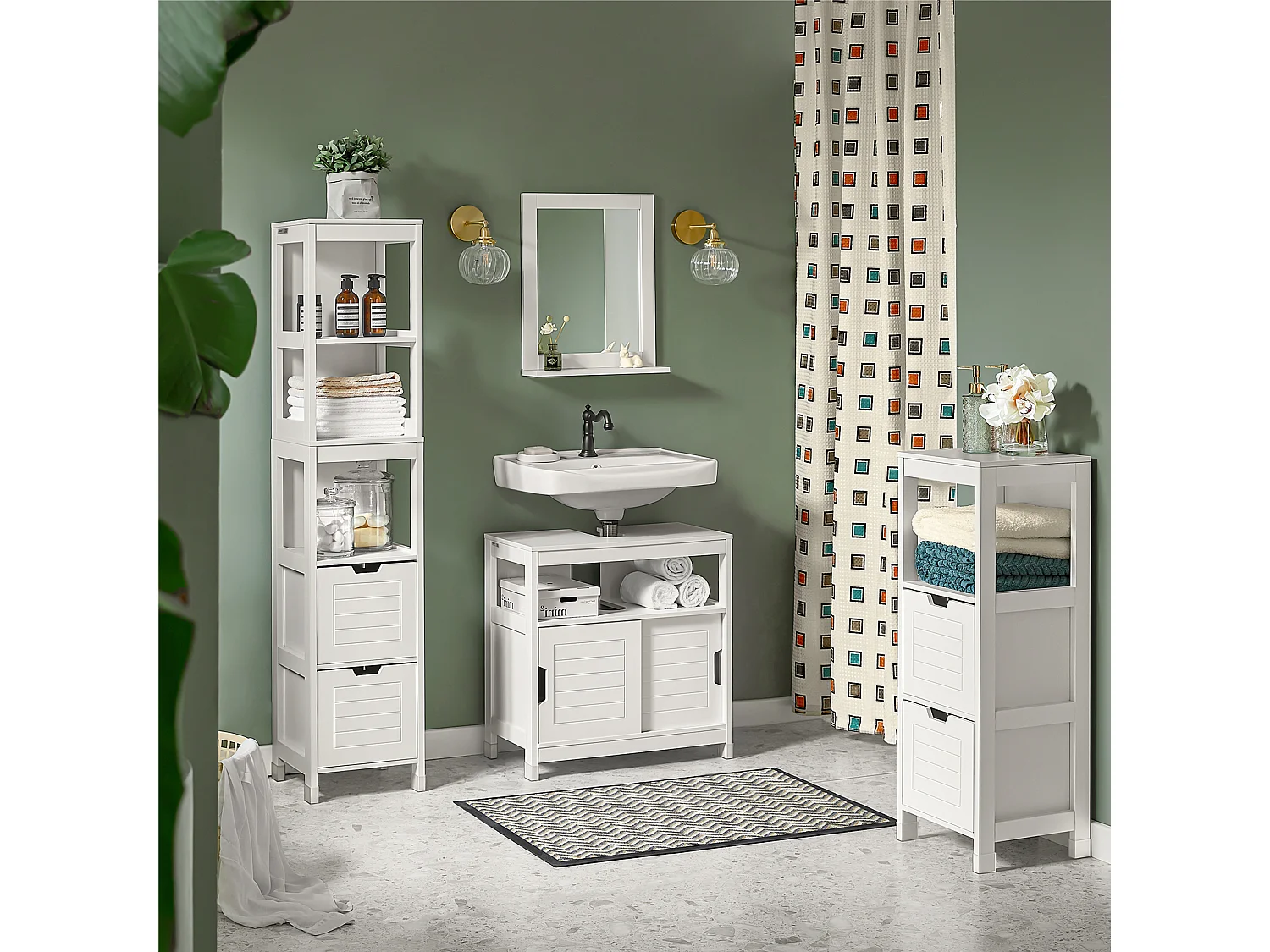 Badezimmerschrank FRG127-W 30 x 90 x 30 cm Weiß