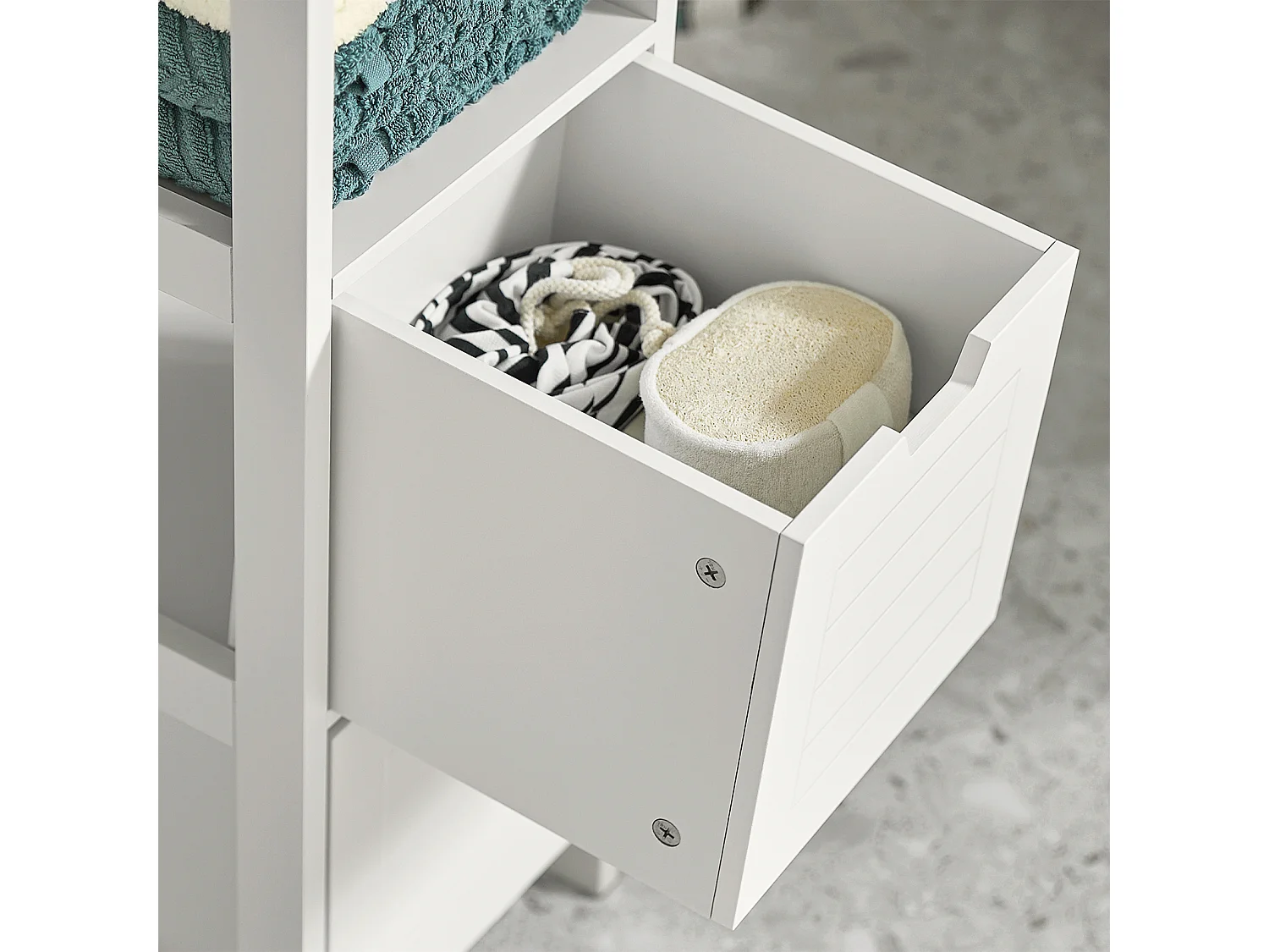 Mueble Columna de Baño, Armario para Baño - 1 Estante y 2 Cajones Blanco FRG127-W SoBuy ES