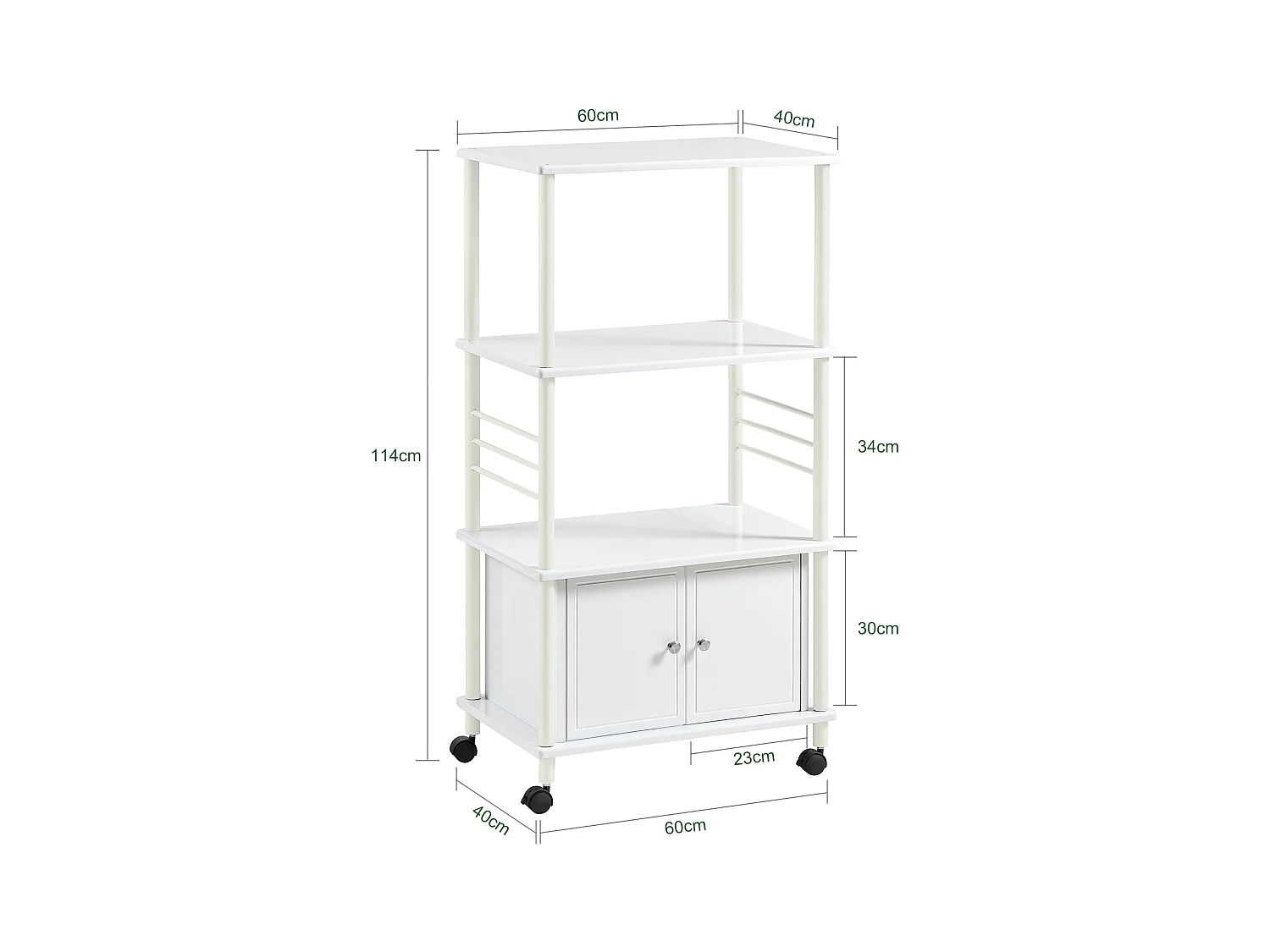 Meuble rangement cuisine roulant en bois, Chariot de cuisine de service micro-ondes -Blanc SoBuy FRG12-W