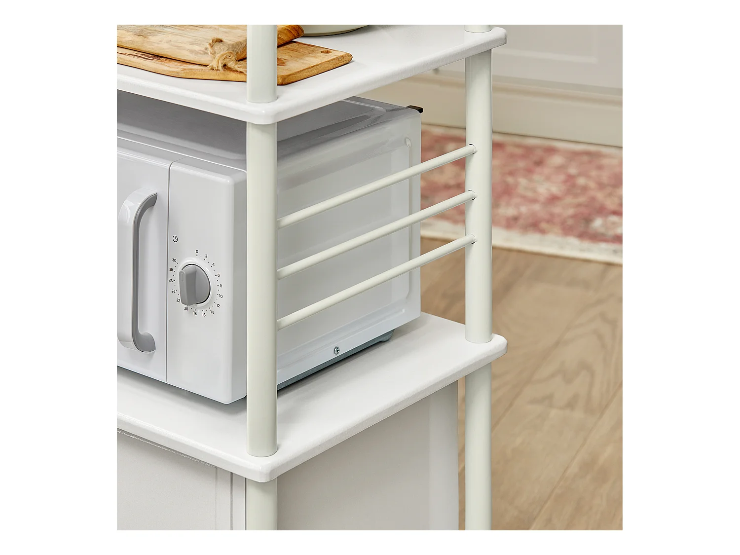 Meuble rangement cuisine roulant en bois, Chariot de cuisine de service micro-ondes -Blanc SoBuy FRG12-W