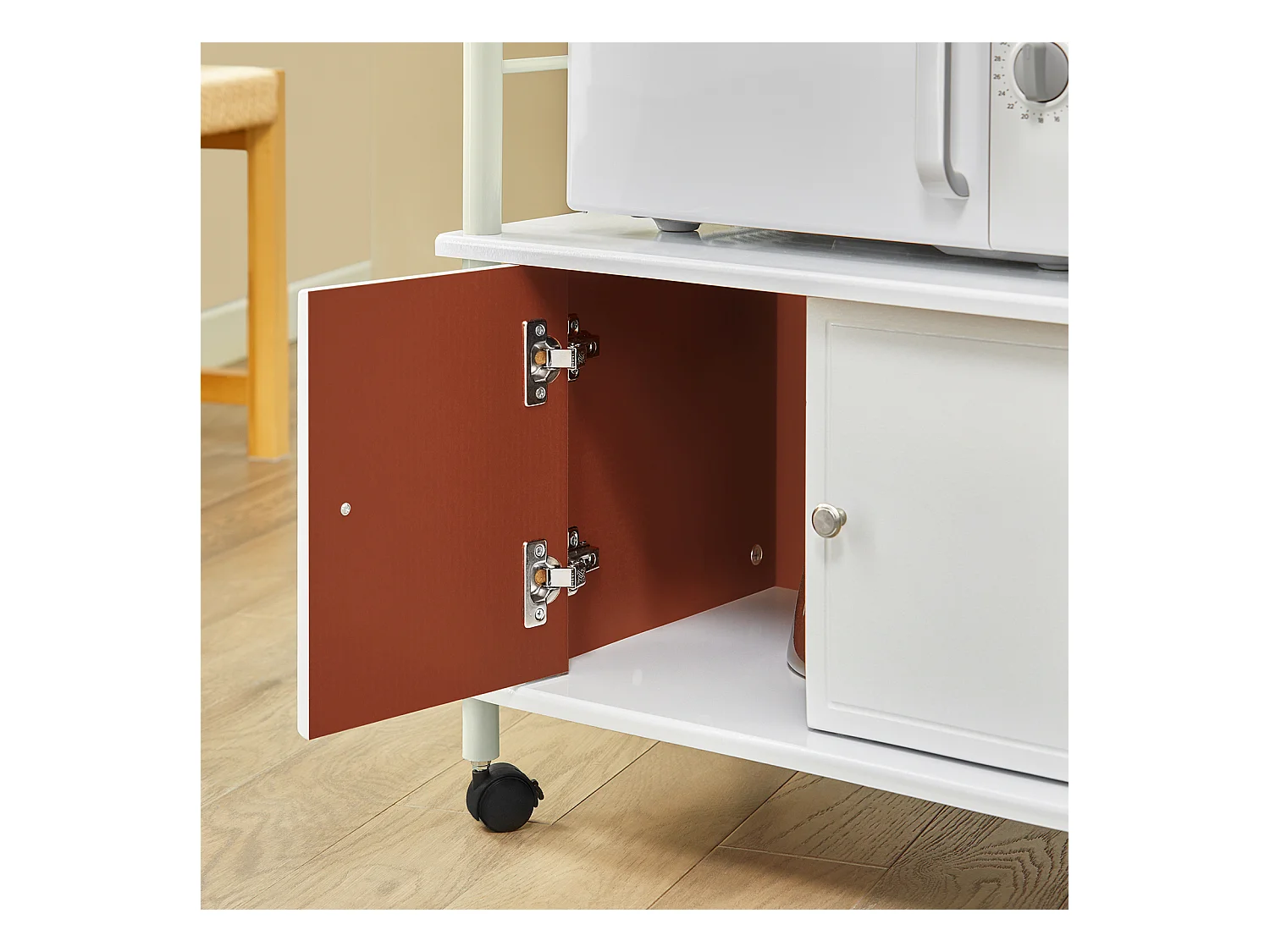 Meuble rangement cuisine roulant en bois, Chariot de cuisine de service micro-ondes -Blanc SoBuy FRG12-W