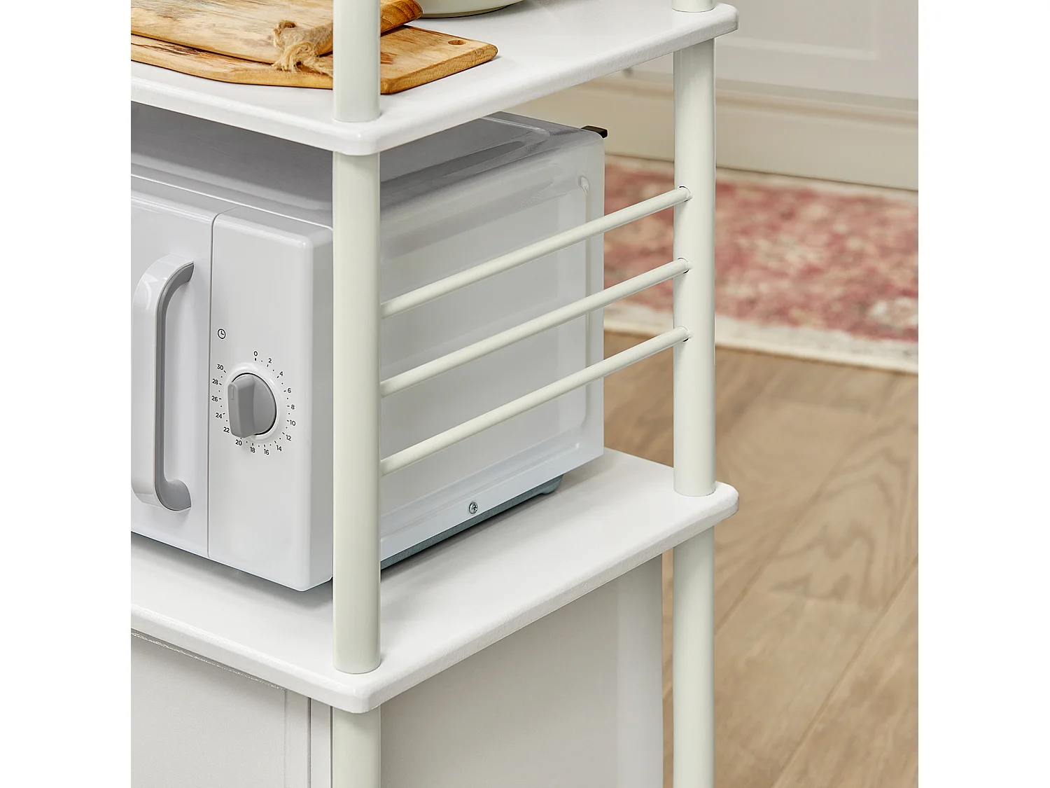 Meuble rangement cuisine roulant en bois, Chariot de cuisine de service micro-ondes -Blanc SoBuy FRG12-W